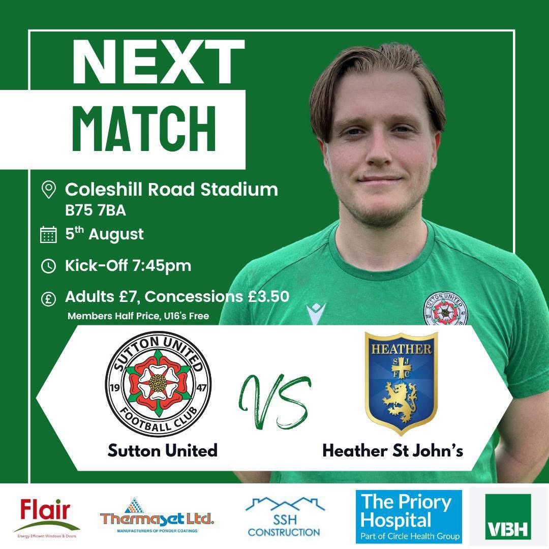 🏡 Back at home – for the first time this season!
⏰ Tonight | 7:45pm KO
🆚 <a href="/HSJFC_Official/">Heather St Johns FC</a> – a real test ahead 🔥 <a href="/MidlandLeague/">Capelli Sport Midland Football League</a> 

Looking to build on Saturday’s performance 👊
Bar &amp; kitchen open – food &amp; drink available! 🍔☕

Let’s make it count. Your support matters!
