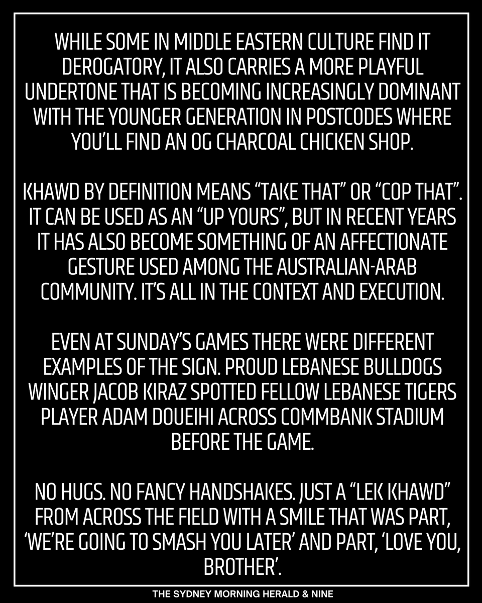 OPINION

As someone of Middle Eastern background who grew up in the heavily Arab-populated western Sydney suburb of Merrylands, few are better qualified to explain the connotations of the khawd.

READ: smh.com.au/sport/nrl/i-kn…
