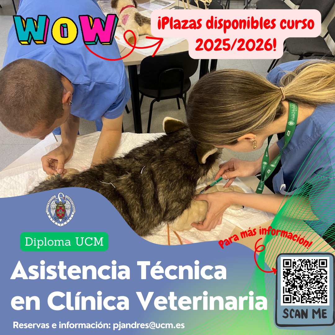 FVeterinariaUCM (@veterinariaucm) on Twitter photo 🐱🐶Abierto plazo de inscripción para Diploma UCM de Asistencia Técnica en Clínica Veterinaria en el curso 25-26‼️
💥No pierdas tu oportunidad y solicita tu plaza: pjandres@ucm.es
Info👉: f.mtr.cool/gmqvfooakm 🐱🐶Abierto plazo de inscripción para Diploma UCM de Asistencia Técnica en Clínica Veterinaria en el curso 25-26‼️
💥No pierdas tu oportunidad y solicita tu plaza: pjandres@ucm.es
Info👉: f.mtr.cool/gmqvfooakm
