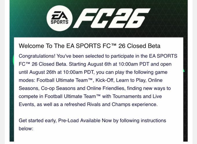 Its Not Soccer (@itsnotsoccerr2) on Twitter photo 🚨 EAFC26 BETA CODE GIVEAWAY 🚨
I'm giving away 2 beta codes from this post alone!
To win one:
- LIKE
- FOLLOW <a href="/itsnotsoccerr2/">Its Not Soccer</a>
- REPLY WITH YOUR PLATFORM
- REPOST
Good luck ⏳⏳⏳⏳⏳⏳⏳⏳⌛⌛⌛ 🚨 EAFC26 BETA CODE GIVEAWAY 🚨
I'm giving away 2 beta codes from this post alone!
To win one:
- LIKE
- FOLLOW <a href="/itsnotsoccerr2/">Its Not Soccer</a>
- REPLY WITH YOUR PLATFORM
- REPOST
Good luck ⏳⏳⏳⏳⏳⏳⏳⏳⌛⌛⌛