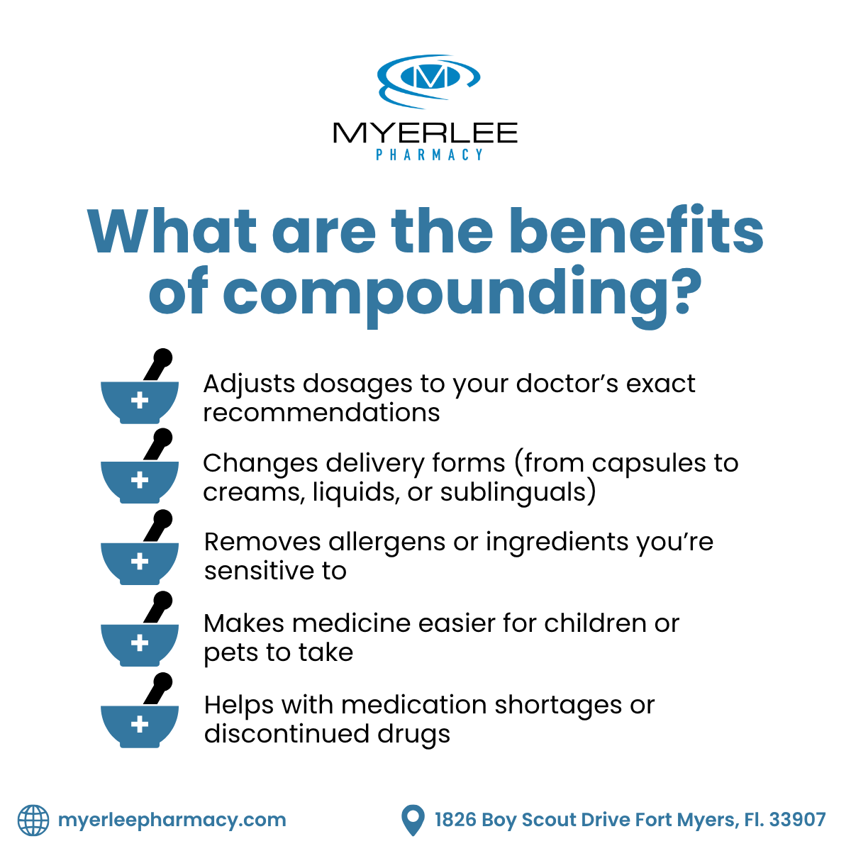 MyerleeP's tweet photo. Your health deserves a solution as unique as you are. Visit us in Fort Myers or call 📞 (239) 482-3022 to learn more.

💊 Request Prescription Refill: https://t.co/Y0gIe7Iutv

#PatientCare #Compounding #CompoundedMedication #MyerleePharmacy https://t.co/9dBhKjFhWY