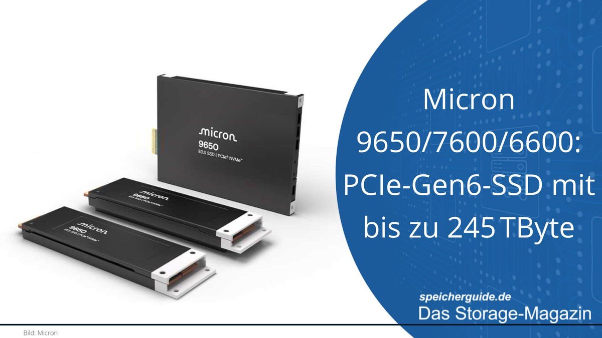 🚀@Micron erweitert sein SSD-Portfolio um drei neue Rechenzentrumsmodelle: mit PCIe Gen6, bis zu 245 TByte pro Laufwerk und optimierter Latenz für KI-Workloads. Kioxia liegt rund 6 Monate voraus.

👉speicherguide.de/news/micron-96…

#SSD #Datacenter #PCIeGen6 #QLC #NAND #AI #Storage