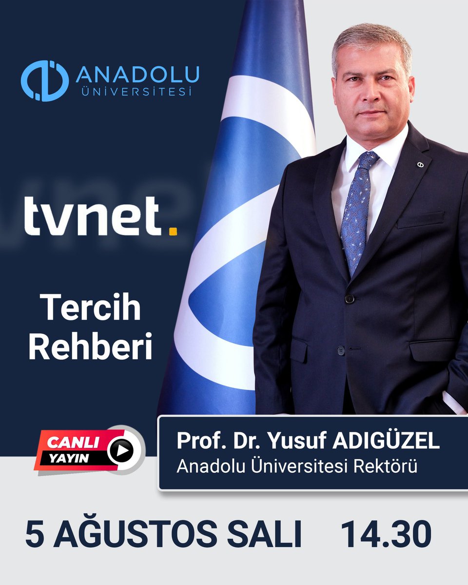 Rektörümüz Prof. Dr. Yusuf Adıgüzel, aday öğrencilerimizin merak ettiği soruları yanıtlamak için TVNET ekranlarında yayınlanan Tercih Rehberi programına konuk oluyor.

📌 Üniversitemizin sunduğu imkânlar, yeni nesil programlar, şehir ve kampüs yaşamı, ikinci üniversite fırsatı ve