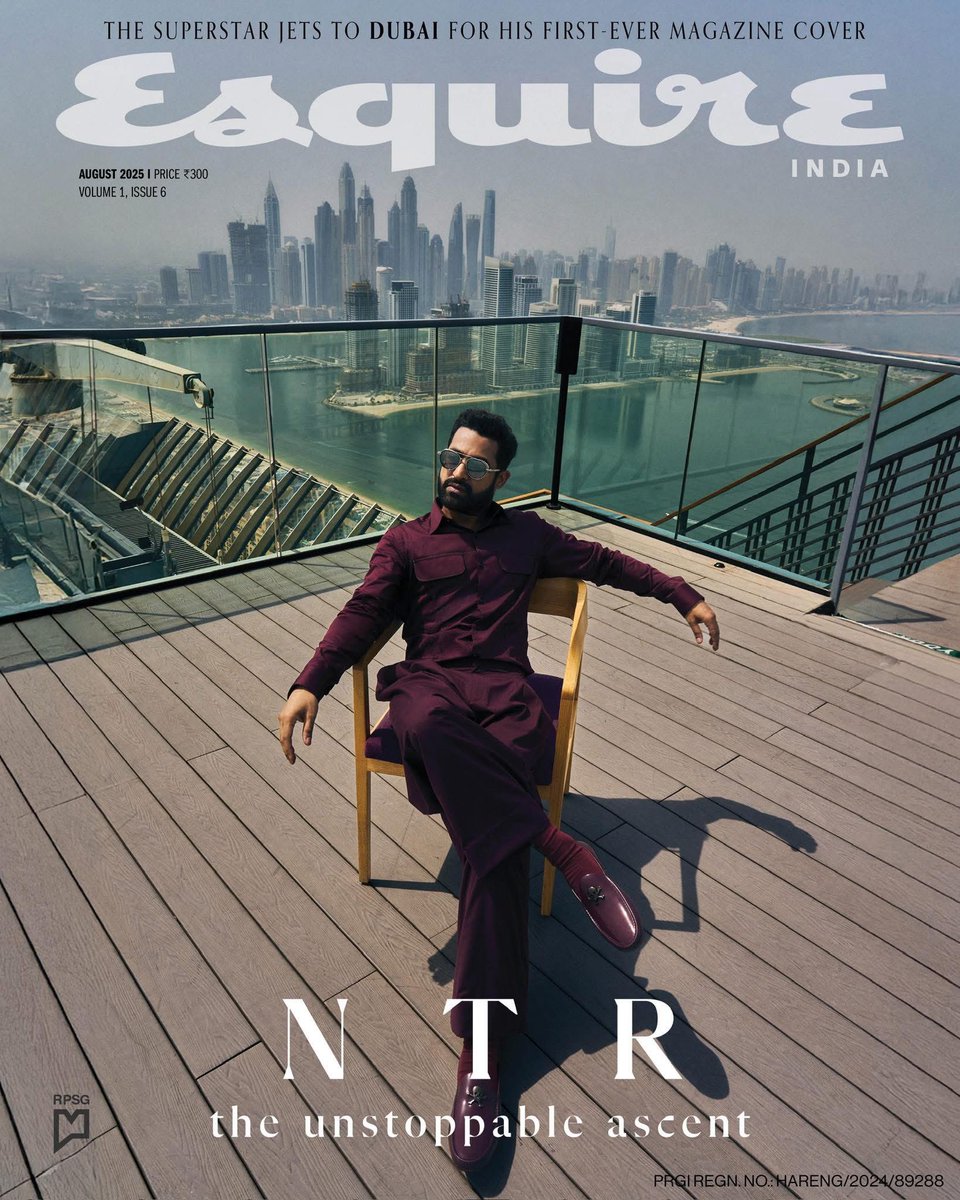 Charan3525's tweet photo. NTR graces  his first-ever magazine cover with Esquire India.@tarak9999 #esquireIndia #NTR @JainAvarna @jamalshaik https://t.co/pMxhtvLxT7