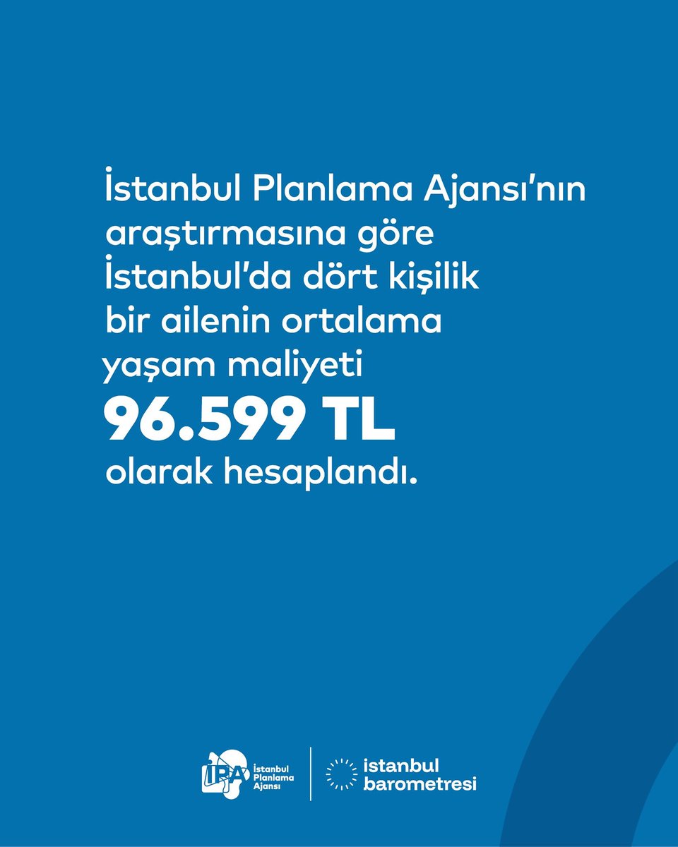 Büyükşehir Çalışıyor (@tcbuyuksehir) on Twitter photo İPA'ya göre İstanbul'da 4 kişilik bir ailenin ortalama aylık yaşam maliyeti 96.599 TL'ye yükseldi. İPA'ya göre İstanbul'da 4 kişilik bir ailenin ortalama aylık yaşam maliyeti 96.599 TL'ye yükseldi.