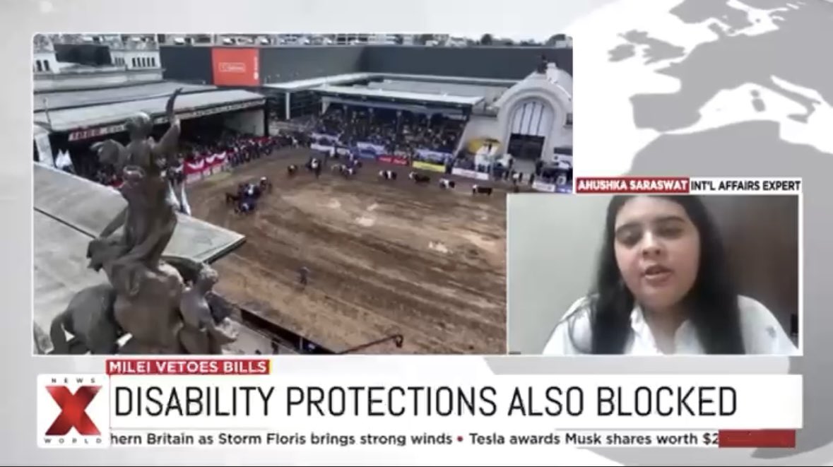 Happy to share that I appeared on <a href="/NewsX/">NewsX World</a> to speak on Argentina’s President Milei vetoing the pension hike passed by Congress leading to protests. I discussed about global financial governance, sovereign decision making, and geopolitical undercurrents.