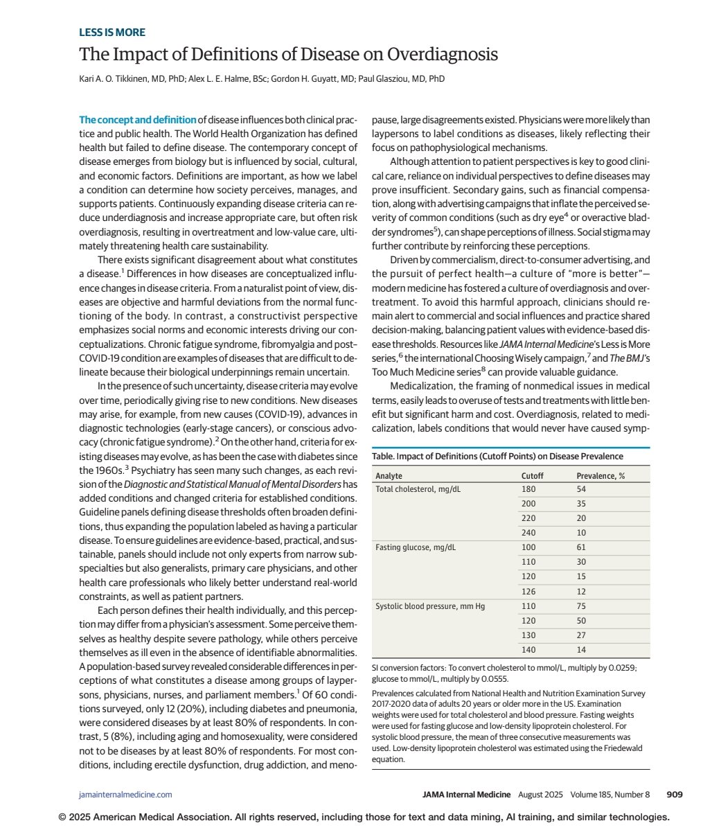 pash22's tweet photo. The Impact of Definitions of Disease on Overdiagnosis
https://t.co/mUsjz55EqT via @KariTikkinen et al https://t.co/Y51XVlHuoV