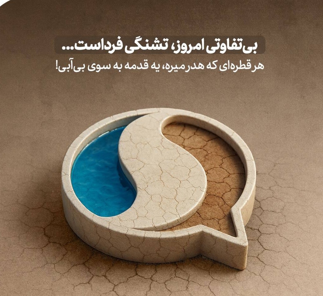 تغییر، از رفتار ما آغاز می‌شود... 

بحران آب، چالشی نیست که در آینده رخ بدهد، واقعیتی‌ست که اکنون در جریان است.
مدیریت منابع، تغییر الگوی مصرف و آگاهی عمومی، تنها راه عبور از این بحران خواهد بود
پس بیایید آب را هدر ندهیم، شاید فردا تشنه‌تر باشیم