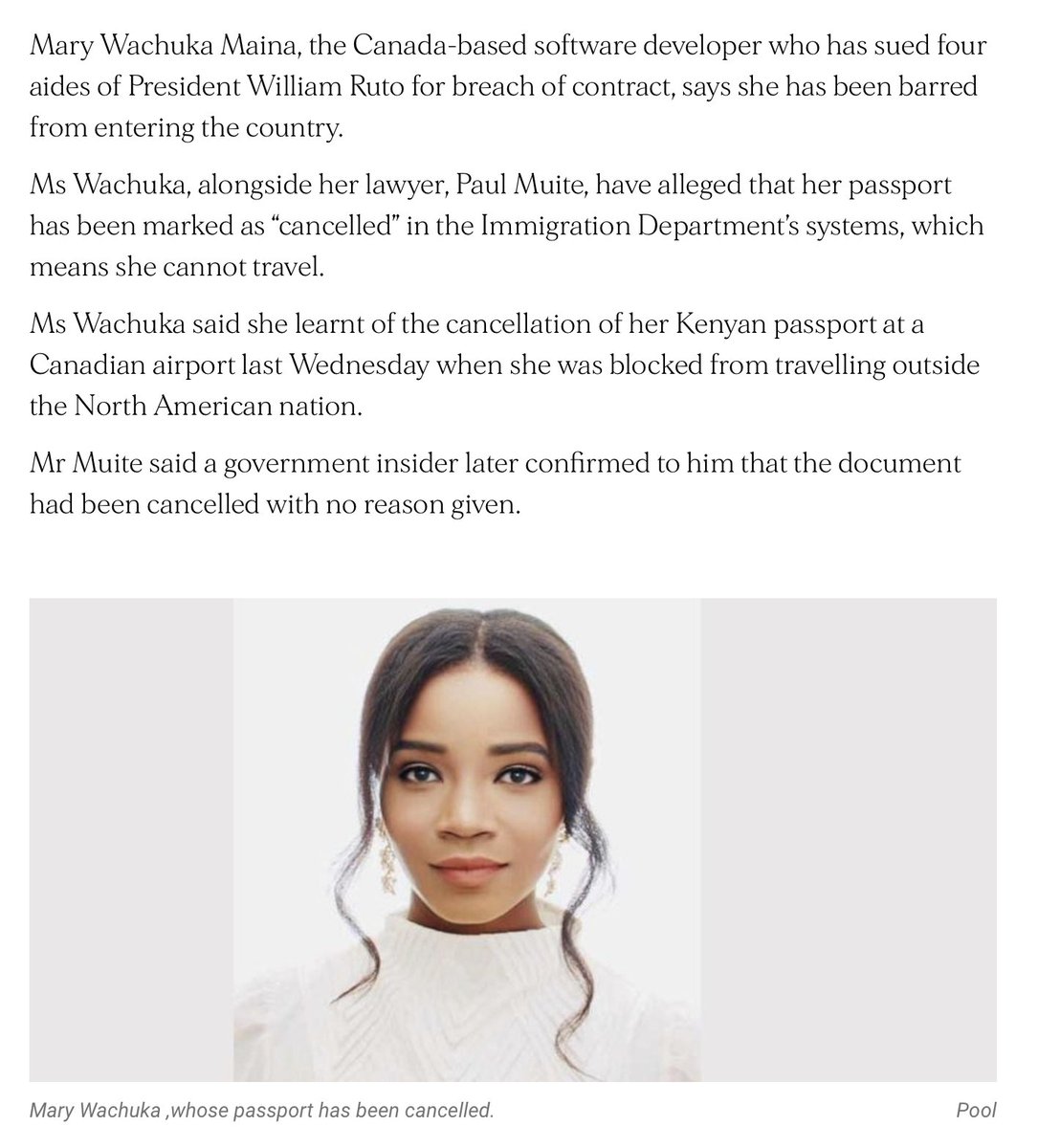 Just like <a href="/MigunaMiguna/">Dr. Miguna Miguna</a>, Mary Wachuka, a Kenyan citizen with dual Canadian citizenship, has had her passport cancelled and a red alert issued against her. Almost everything Ruto promised he wouldn’t do, he has gone back on.