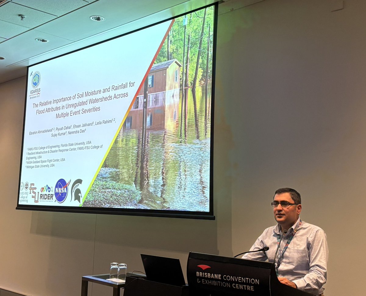 Great to chair a session &amp; present our <a href="/NASASMAP/">NASA SMAP</a> project results about understanding the drivers of river floods at <a href="/igarss/">IEEE IGARSS</a> #igarss2025. Thanks to the work of my PhD student <a href="/pysdhl/">Piyush</a> &amp; collaboration w/ @Ehsan1325, <a href="/sujayvkumar/">Sujay Kumar</a> &amp; Narendra Das. <a href="/IEEEorg/">IEEE</a>
<a href="/IEEE_GRSS/">IEEE Geoscience and Remote Sensing Society</a> <a href="/NASAGoddard/">NASA Goddard</a> @nasa