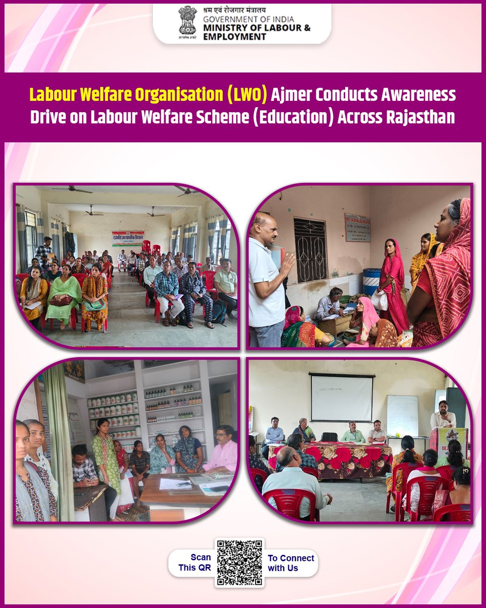 Under the guidance of <a href="/DGLabourWelfare/">DGLW</a>, the Labour Welfare Organisation (LWO), Ajmer—along with LSDM Mines Management and Union leaders—is actively conducting field-level outreach to raise awareness about the LWS (Education) scheme via the NSP Portal. (1/2)