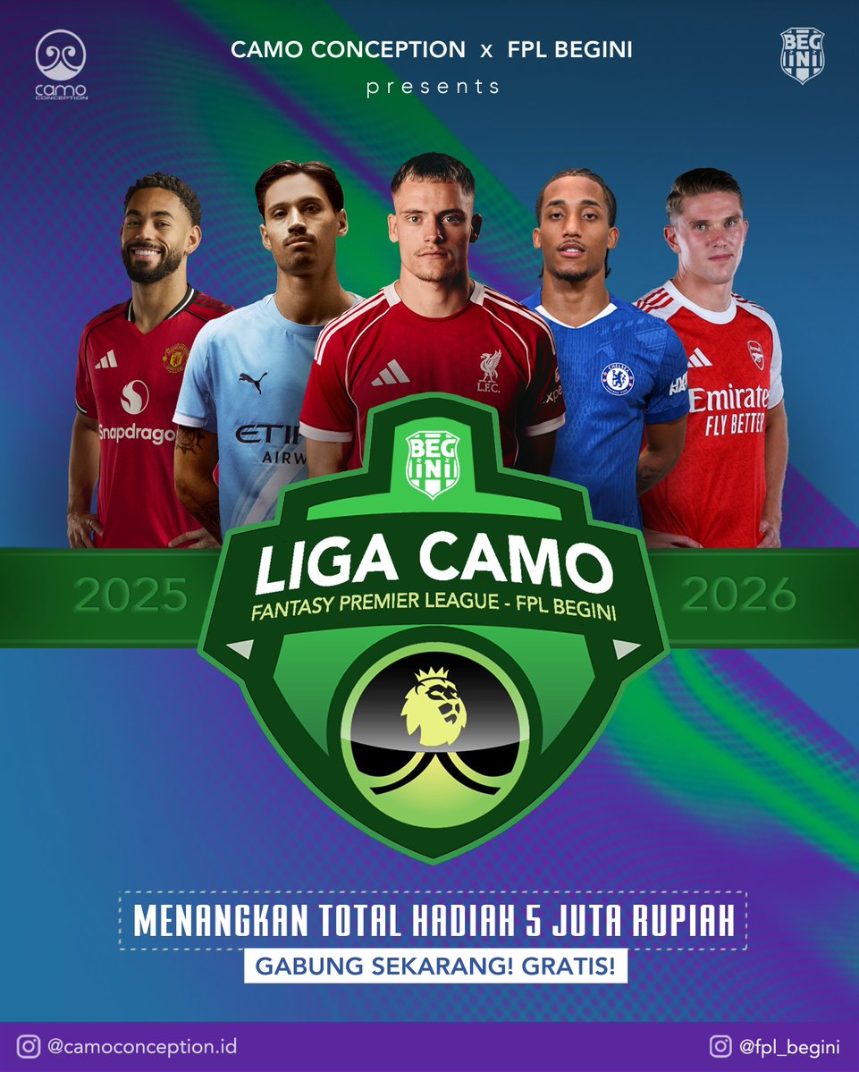 FPL.Begini (@fpl_begini) on Twitter photo Season 6 is here!
Kali ini comeback bersama <a href="/CAMOCONCEPTI0N/">Camo Conception</a> untuk mengarungi liga FPL musim 2025/26.
Langsung aja detailnya bisa mampir ke TKP instagram.com/p/DM961CzTGgI/…
Thanks and Goodluck para Managers🫡
#fplindonesia #ligafpl #fplindo Season 6 is here!
Kali ini comeback bersama <a href="/CAMOCONCEPTI0N/">Camo Conception</a> untuk mengarungi liga FPL musim 2025/26.
Langsung aja detailnya bisa mampir ke TKP instagram.com/p/DM961CzTGgI/…
Thanks and Goodluck para Managers🫡
#fplindonesia #ligafpl #fplindo
