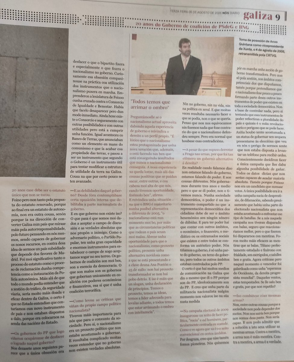 Hoxe Nós Diario entrevista a Anxo Quintana. Claro, contundente e atinado.