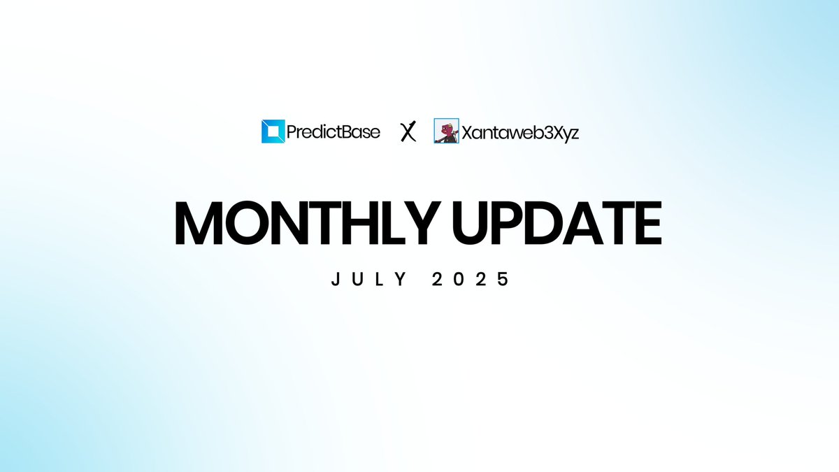 XANTA ⛾ (@xantaweb3xyz) on Twitter photo 𝙿𝚁𝙴𝙳𝙸𝙲𝚃𝙱𝙰𝚂𝙴 𝙹𝚄𝙻𝚈 𝚁𝙾𝚄𝙽𝙳𝚄𝙿
July was a month of breakthroughs for <a href="/PredictBase/">PredictBase</a>. From new features to explosive growth, it all happened fast.
Here’s what went down ⤵
———————————
1 ➙ $PREDI Genesis Launch
The native token of PredictBase went live, unlocking 𝙿𝚁𝙴𝙳𝙸𝙲𝚃𝙱𝙰𝚂𝙴 𝙹𝚄𝙻𝚈 𝚁𝙾𝚄𝙽𝙳𝚄𝙿
July was a month of breakthroughs for <a href="/PredictBase/">PredictBase</a>. From new features to explosive growth, it all happened fast.
Here’s what went down ⤵
———————————
1 ➙ $PREDI Genesis Launch
The native token of PredictBase went live, unlocking