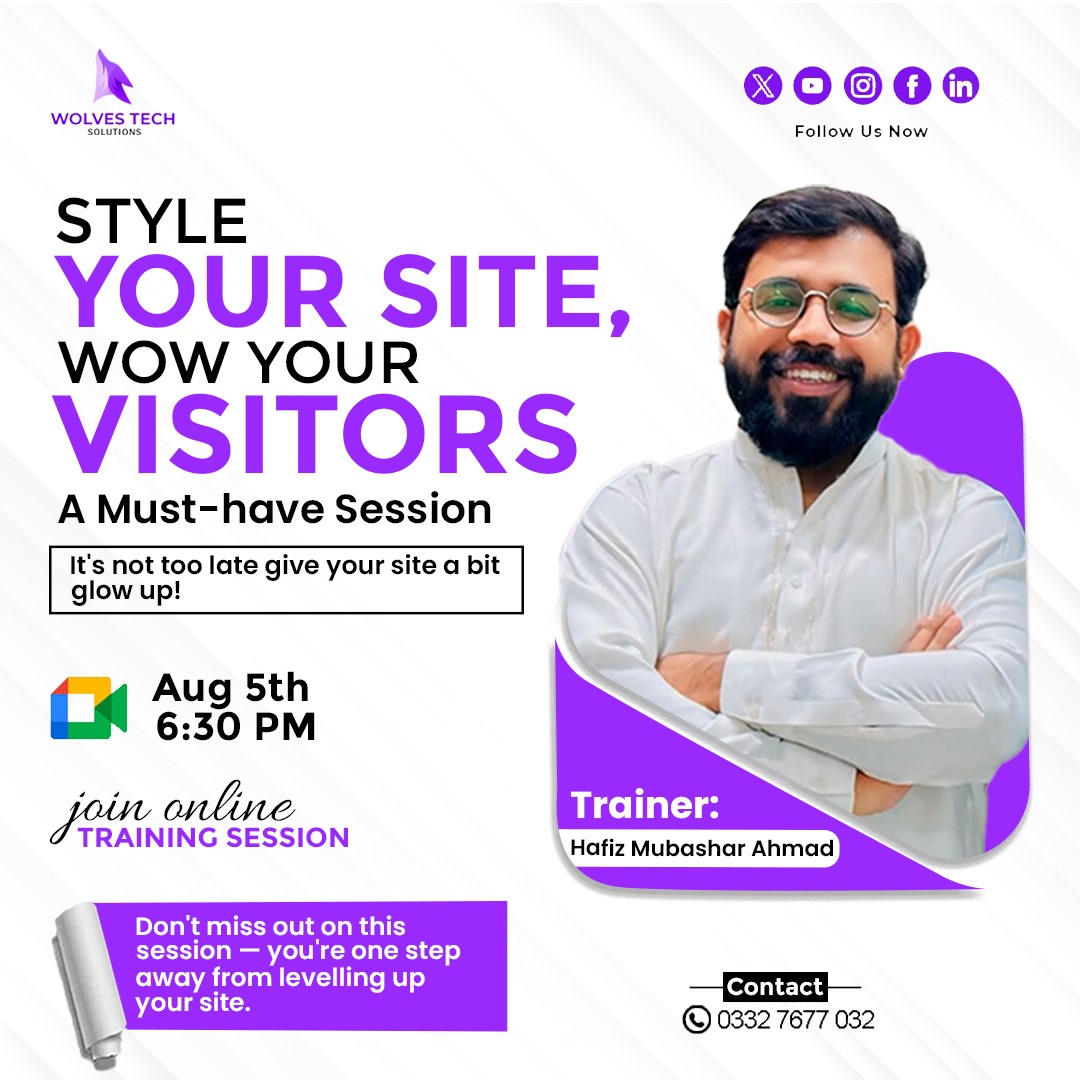 WolvesSolution's tweet image. 🎨✨ Style Your Site, Shine Online!
Join Our WordPress Theme Mastery Session and Give Your Website the Makeover It Deserves!
.
.
.
#WordPressMastery
#ThemeLagaoWebsiteSajao
#WolvesTechSolutions
#WebsiteDesign
#LearnWordPress
#NoCodeWebDesign
#HafizMubasharAhmad