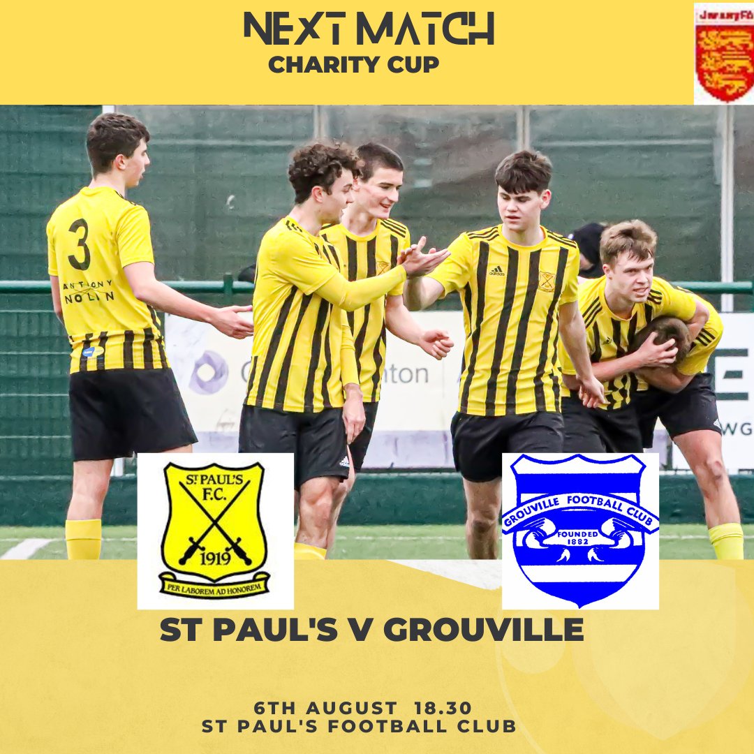 🔥 MATCHDAY ALERT 🔥
Our 1st Team is back in action for the first game of the season — and it’s a big one!

🏆 Charity Cup Clash
📍 Home Ground
🆚 Grouville
🕗 Tomorrow night – Kick-off 6.30PM

#Matchday #CharityCup #FootballIsBack