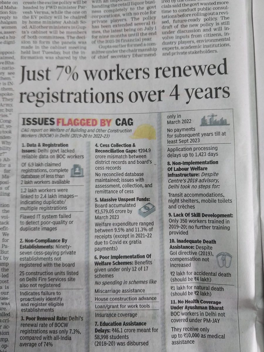 Sanjeev Chadha (@sanjeevchadha8) on Twitter photo <a href="/gupta_rekha/">Rekha Gupta</a> <a href="/AmitShah/">Amit Shah</a> <a href="/Gupta_vijender/">Vijender Gupta</a> #CAGReports
Thanks Delhi for throwing out Advt CM. When we were reading the news it was all shocking. No reliable BOC workers. 6.9L fake regn while 2L available? 97 cess paying companies not regd. Construction units listed to DFS not regd. <a href="/gupta_rekha/">Rekha Gupta</a> <a href="/AmitShah/">Amit Shah</a> <a href="/Gupta_vijender/">Vijender Gupta</a> #CAGReports
Thanks Delhi for throwing out Advt CM. When we were reading the news it was all shocking. No reliable BOC workers. 6.9L fake regn while 2L available? 97 cess paying companies not regd. Construction units listed to DFS not regd.