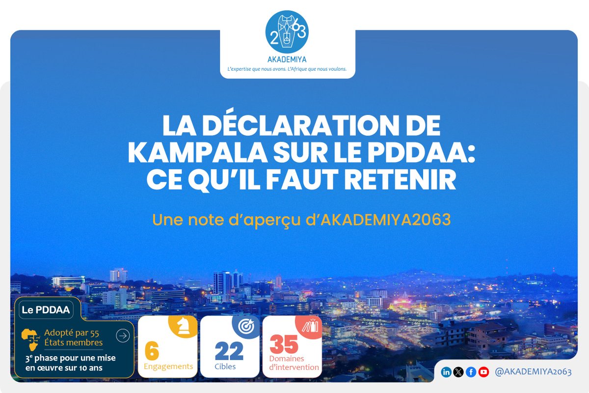 Le saviez-vous ? 

Le programme du #PDDAA de #Kampala trace la voie vers des systèmes agroalimentaires plus résilients en Afrique. Il mise sur l’augmentation de la production, la valeur ajoutée, le commerce intra-africain et la création d’emplois, le tout guidé par des pratiques