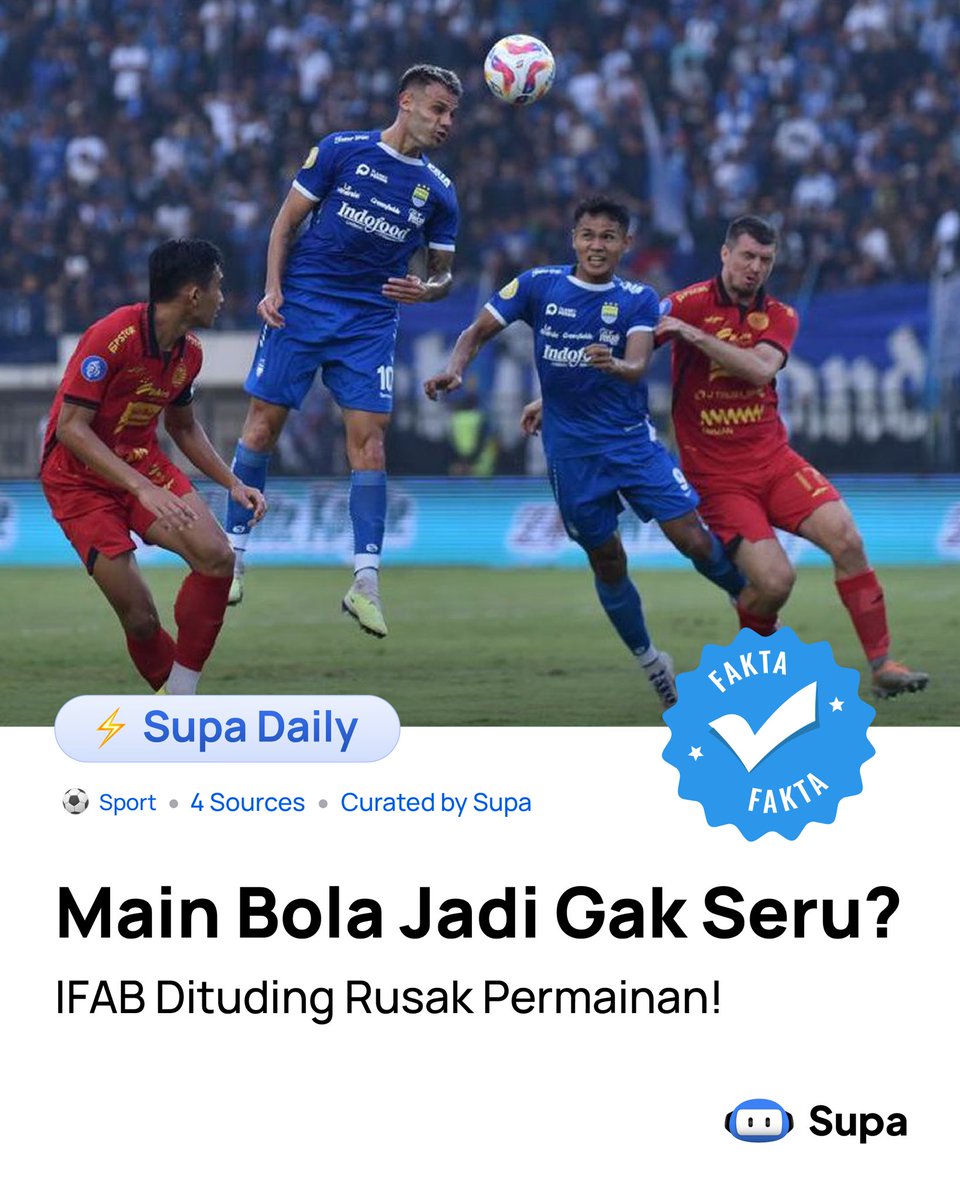 Supa_ID's tweet photo. ⚠️ Baru main udah kena kartu?
Aturan baru IFAB bikin heboh! 🤯 https://t.co/zCvwNdOMJM