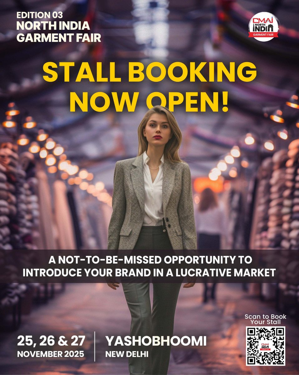 3rd North India Garment Fair – Stall Booking Now Open  ⌛⏳⌛

Show Dates: 25th, 26th &amp; 27th November 2025 🗓️🗓️
Venue: Yashobhoomi, Dwarka, New Delhi 

Click here to Book Stall: bit.ly/4i1DG4C 🏃🏻🏃🏻‍♀️🏃🏻‍♂️