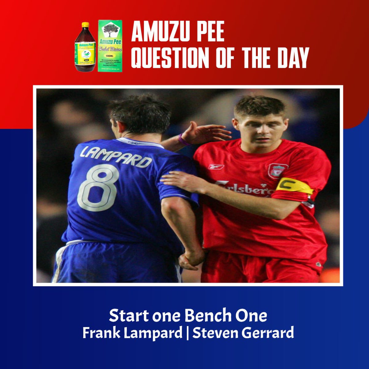 Fancy Di Maria (@fancydimaria_) on Twitter photo Start one, Bench One 
Frank Lampard (( & )) Steven Gerrard
Comment with #WontumiSportsBuffet Start one, Bench One 
Frank Lampard (( & )) Steven Gerrard
Comment with #WontumiSportsBuffet