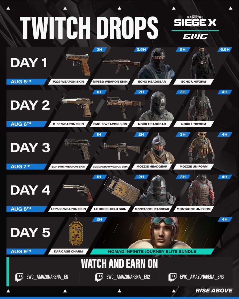 بثوث بطولة رينبو ٦ هتبدأ اليوم و هيكون عندنا دروبس في القناة العربية 🔥
ان شاء نمتعكم بالتعليق.

قناة البث
twitch.tv/EWC_AMAZONAREN…

<a href="/EWC_AR/">كأس العالم للرياضات الإلكترونية</a> 
<a href="/EWC_Festival/">كأس العالم للرياضات الإلكترونية</a> 

#حلق_للقمه 
#كاس_العالم_للرياضات_الالكترونية