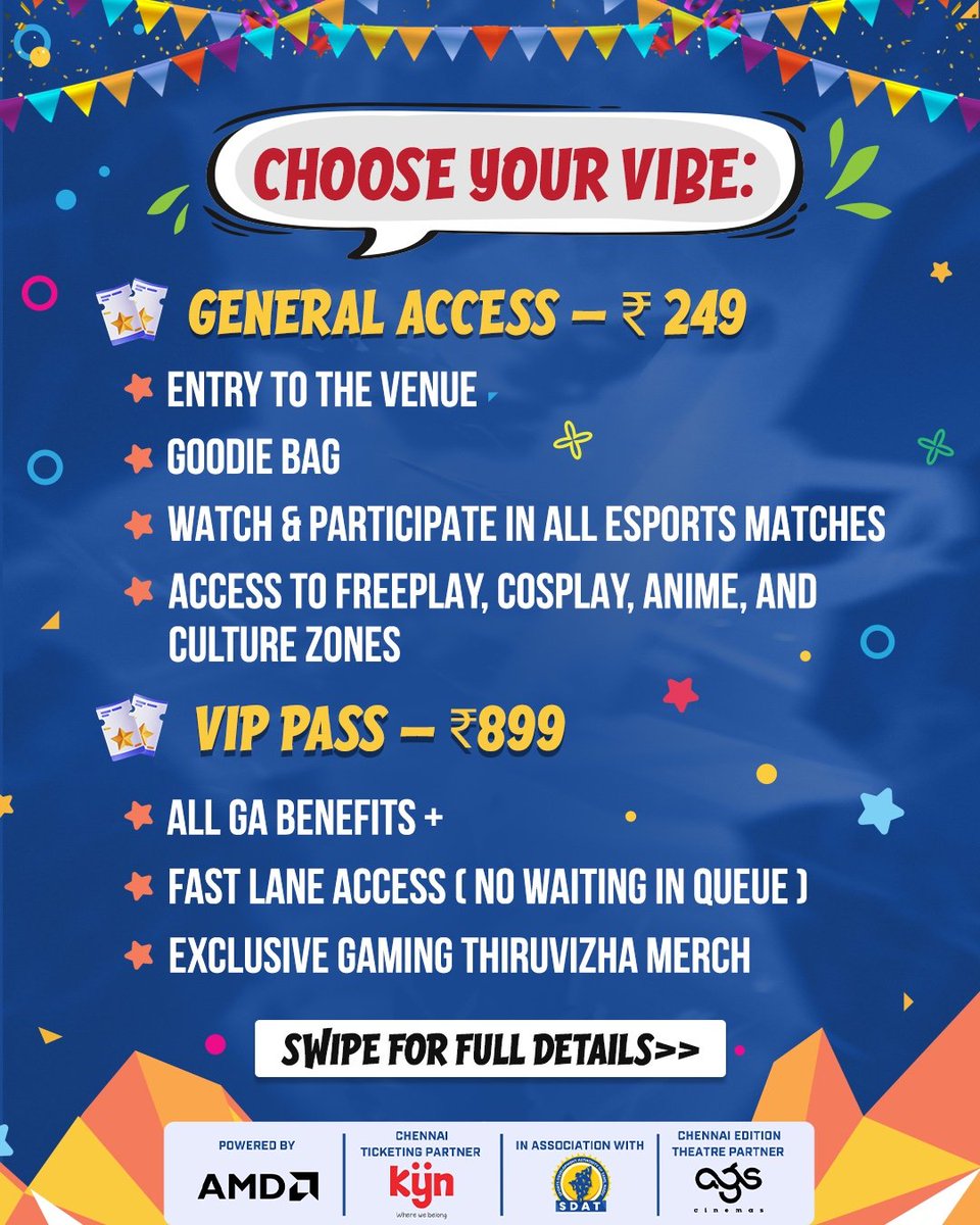 skyesportsintl's tweet photo. 🎟️ Early Bird Tickets Are LIVE!
Here’s everything you need to know 👇

📍 Chennai Trade Centre
🗓 August 30–31, 2025

🎟️ Grab your early bird passes NOW on KYN : https://t.co/iWMV4ub9ao

Let’s turn Chennai into a whole vibe 🔥

#GamingThiruvizha #FromStreetToStage #Chennai #Festival #Gaming #Cosplay #Anime #Valorant #BGMI #Esports