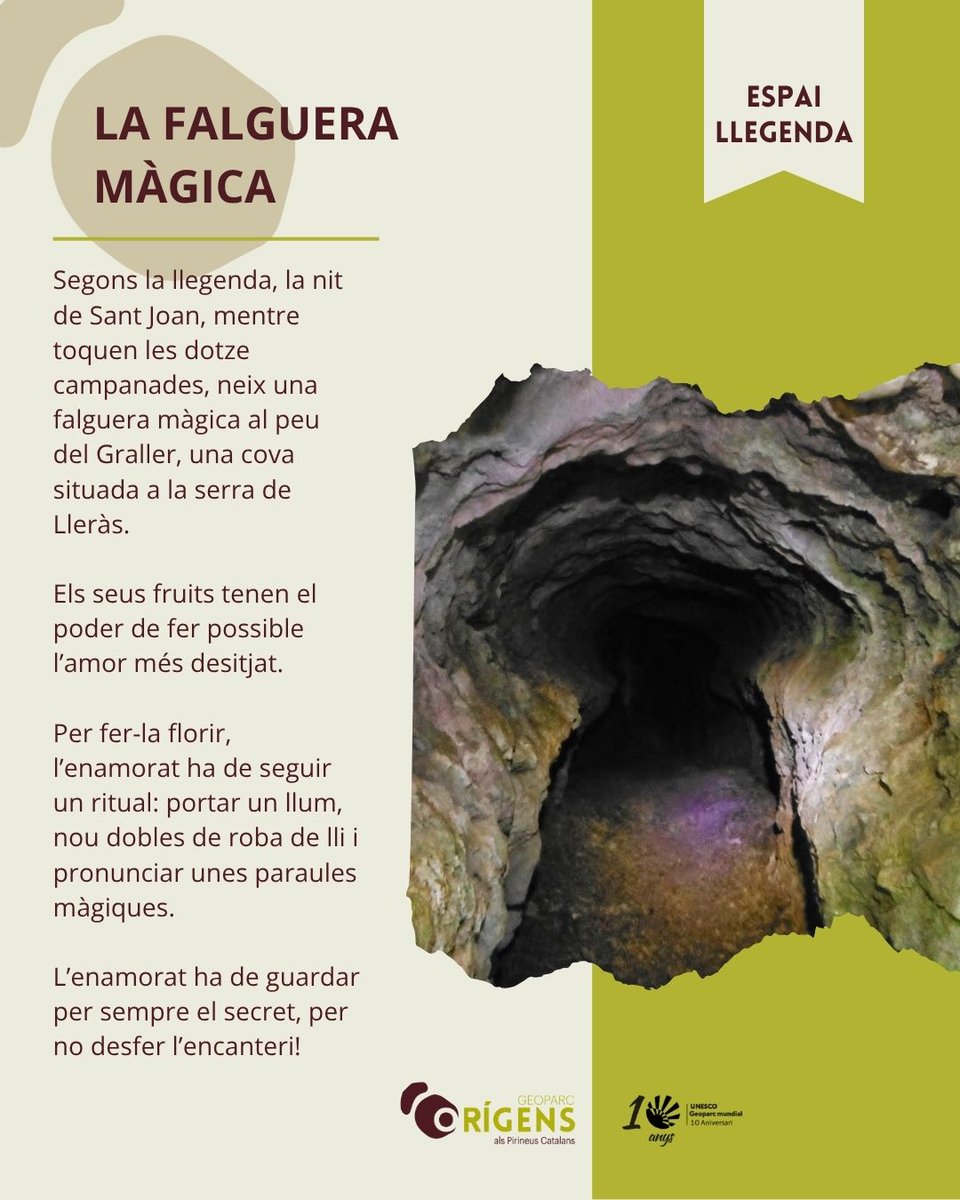🌿 El Graller de Castellet (Serra de Lleràs) amaga una llegenda màgica...

✨La nit de Sant Joan, hi neix una falguera amb fruits que fan possible l’amor més desitjat. Però només si se segueix el ritual i es guarda el secret! 🤫
📚 Pep Coll, 2012

#LlegendesdelPallars