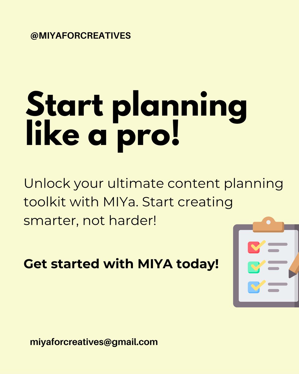 MIYA4Creatives's tweet image. We don’t just post, we plan with purpose, stay consistent, and connect deeply.

Want to level up your content strategy? Start planning with the MIYA Toolkit.
📩 DM us to get access.
🔁 Repost to help a fellow creative!

#ContentPlanning #DigitalMarketingTips #SocialMediaToolkit