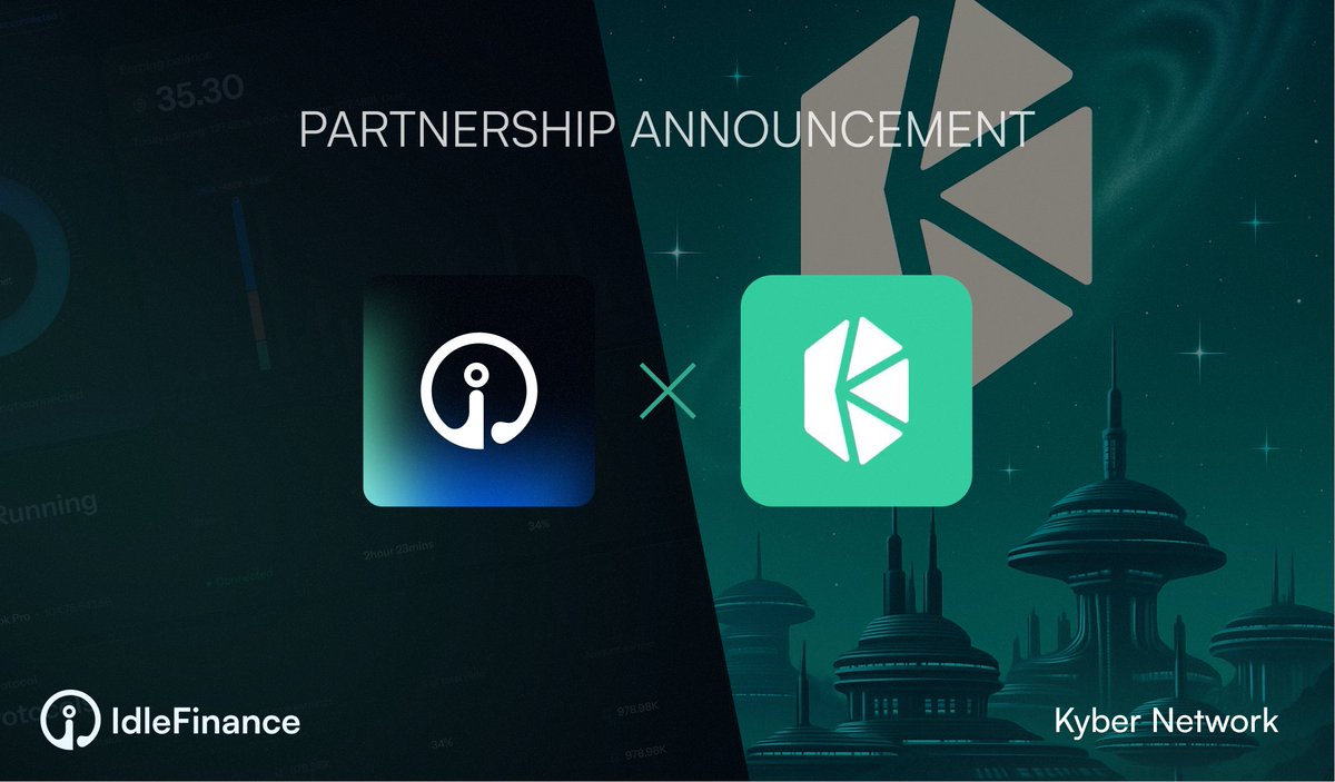 Idle Finance (@idlefinances) on Twitter photo We’ve officially partnered with and integrated <a href="/KyberNetwork/">Kyber Network</a> into Idle Finance.
This unlocks seamless, secure, and efficient on-chain swaps across DePIN staking flows.
Powering real-time liquidity routing, optimized yield, and smoother onboarding.
Another step forward in We’ve officially partnered with and integrated <a href="/KyberNetwork/">Kyber Network</a> into Idle Finance.
This unlocks seamless, secure, and efficient on-chain swaps across DePIN staking flows.
Powering real-time liquidity routing, optimized yield, and smoother onboarding.
Another step forward in