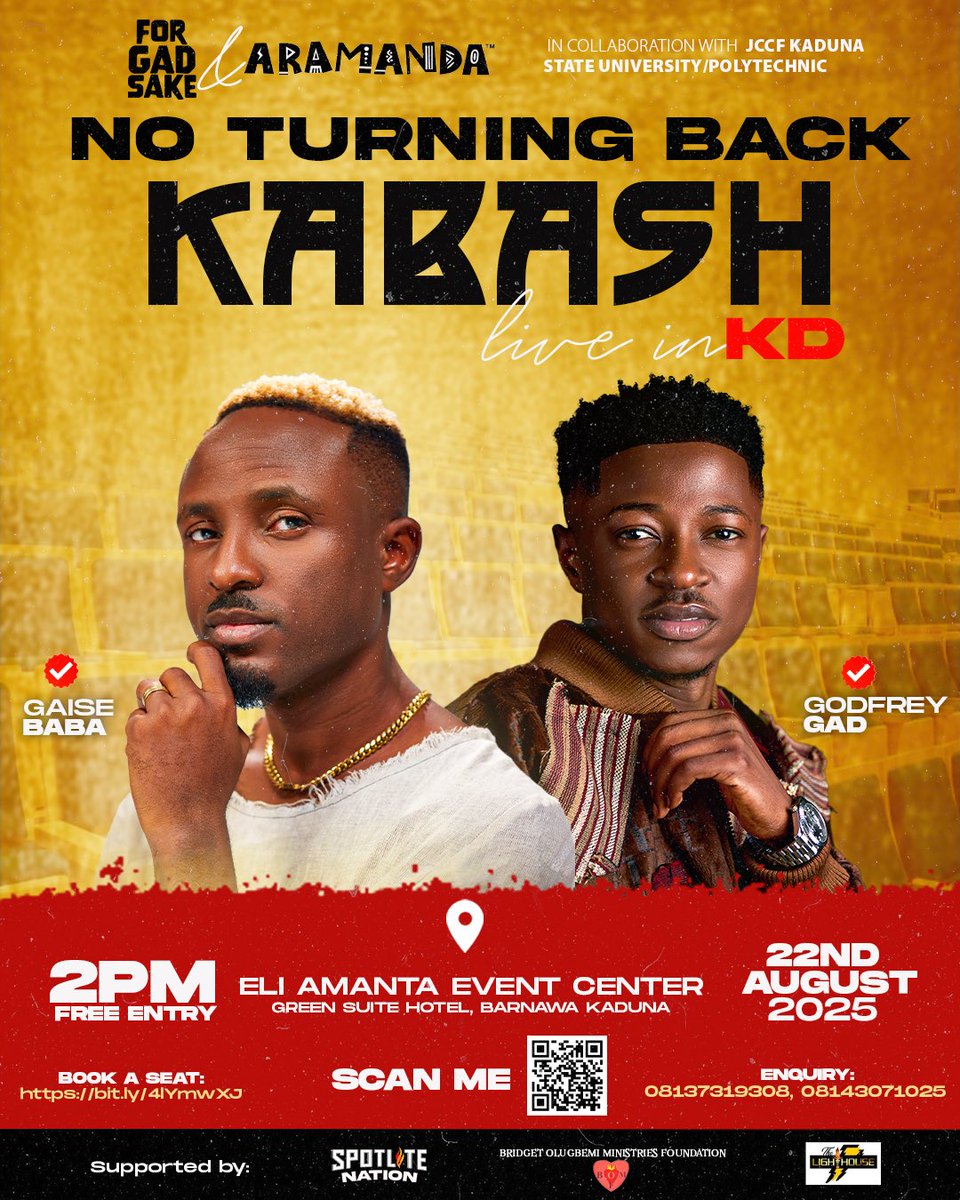 KADUNA AGAIN 🥰🔥🔥 Just because I Love Kaduna 🔥🔥🔥 Oya it’s free, rush and book your seat 🔥🔥🔥