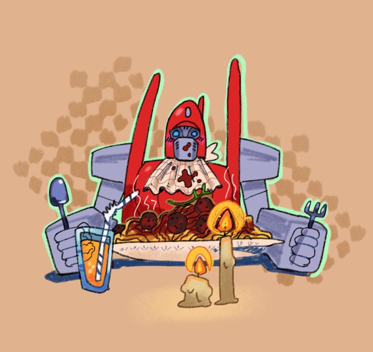 I would also like a big plate of spaghetti with a glass of orange juice please