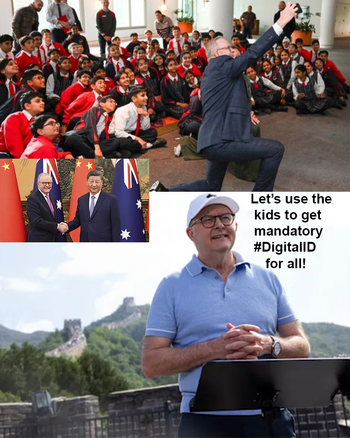 TimjboAU's tweet image. Coming in December, Albo's using the kids to force #DigitalID on all Australian internet users, just like in China.
Are the Aussies falling for it, hook, line and sinker?
#LibLabUniParty #complacent