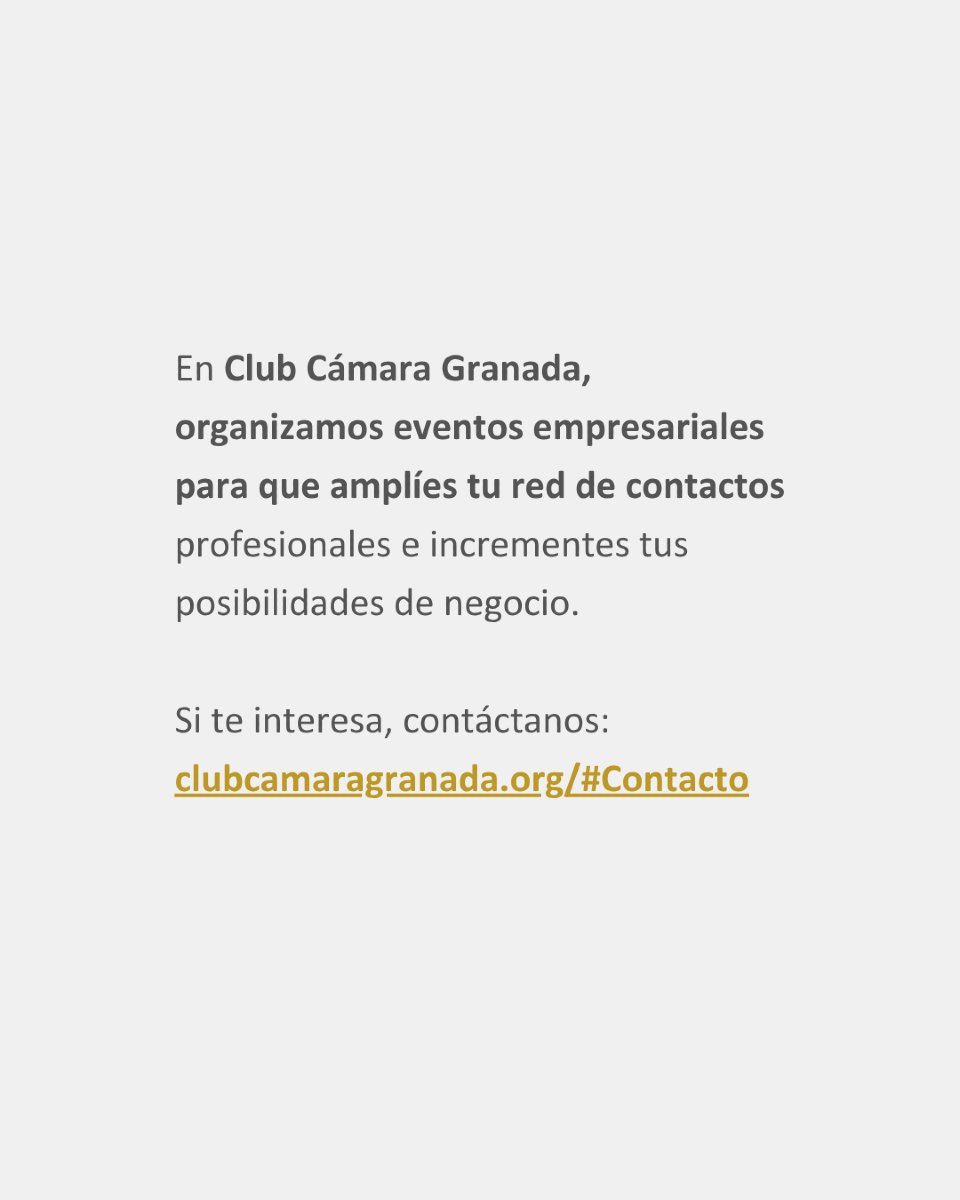 Cámara de Granada (@ccgranada) on Twitter photo 🚀 ¿Quieres impulsar el crecimiento de tu empresa?
En Club Cámara Granada organizamos eventos empresariales para ampliar tu red de contactos y abrir nuevas oportunidades de negocio.
📩 Contáctanos aquí: clubcamaragranada.org/#Contacto
#Networking #CrecimientoEmpresarial #CámaraGranada 🚀 ¿Quieres impulsar el crecimiento de tu empresa?
En Club Cámara Granada organizamos eventos empresariales para ampliar tu red de contactos y abrir nuevas oportunidades de negocio.
📩 Contáctanos aquí: clubcamaragranada.org/#Contacto
#Networking #CrecimientoEmpresarial #CámaraGranada