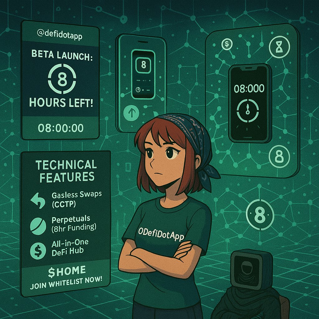 saraahnft's tweet image. Gm defi yappers and Dappers 🤑☕

@defidotapp&apos;s mobile beta launches today!⚡

Gasless cross-chain swaps (via CCTP), perpetuals w/ 8hr funding cycles, &amp;amp; an all-in-one DeFi hub for iOS. 😎

Whitelist closes in 8 hrs join the 45% mobile DeFi surge! 💪

$HOME poised for growth. 🤩