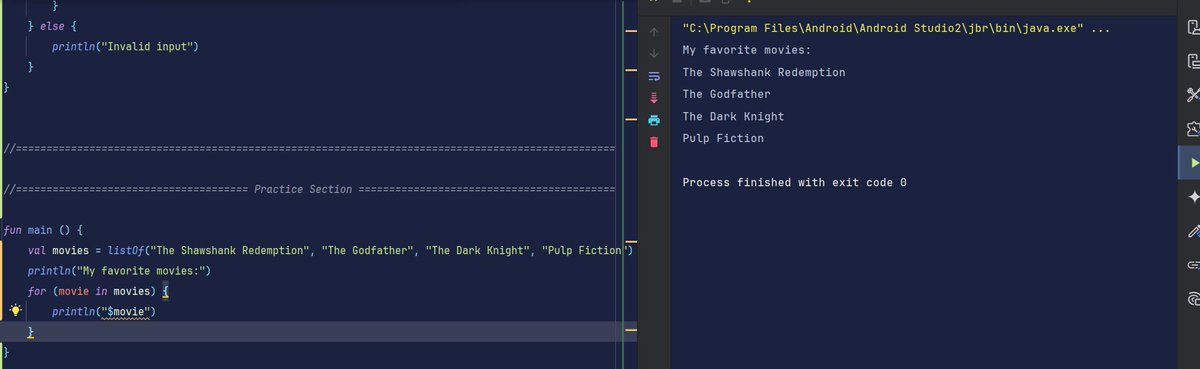 P_r_a_t_i_k_149's tweet image. Day 7 of learning Kotlin! 💻 Mastered loops (for, while) &amp;amp; Lists today. Even built a mini shopping cart app to practice! 🛒 Lots of progress. #Kotlin #Coding #100DaysOfCode