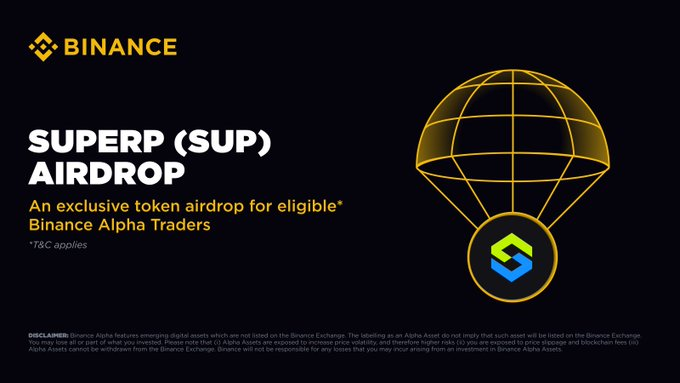GemListings's tweet image. 🚀 Binance Alpha Listeleme 👇

✔️ #Superp ( $SUP )

⏰13:00 (TSİ)  Binance Alpha İlk listeleme
⏰14:00 (TSİ) #Bitget - #Kucoin - #Mexc 

🎁 200+ Alpha Puanı olan kullanıcılar, ilk gelen alır sistemine göre 500 Adet $SUP airdrop
