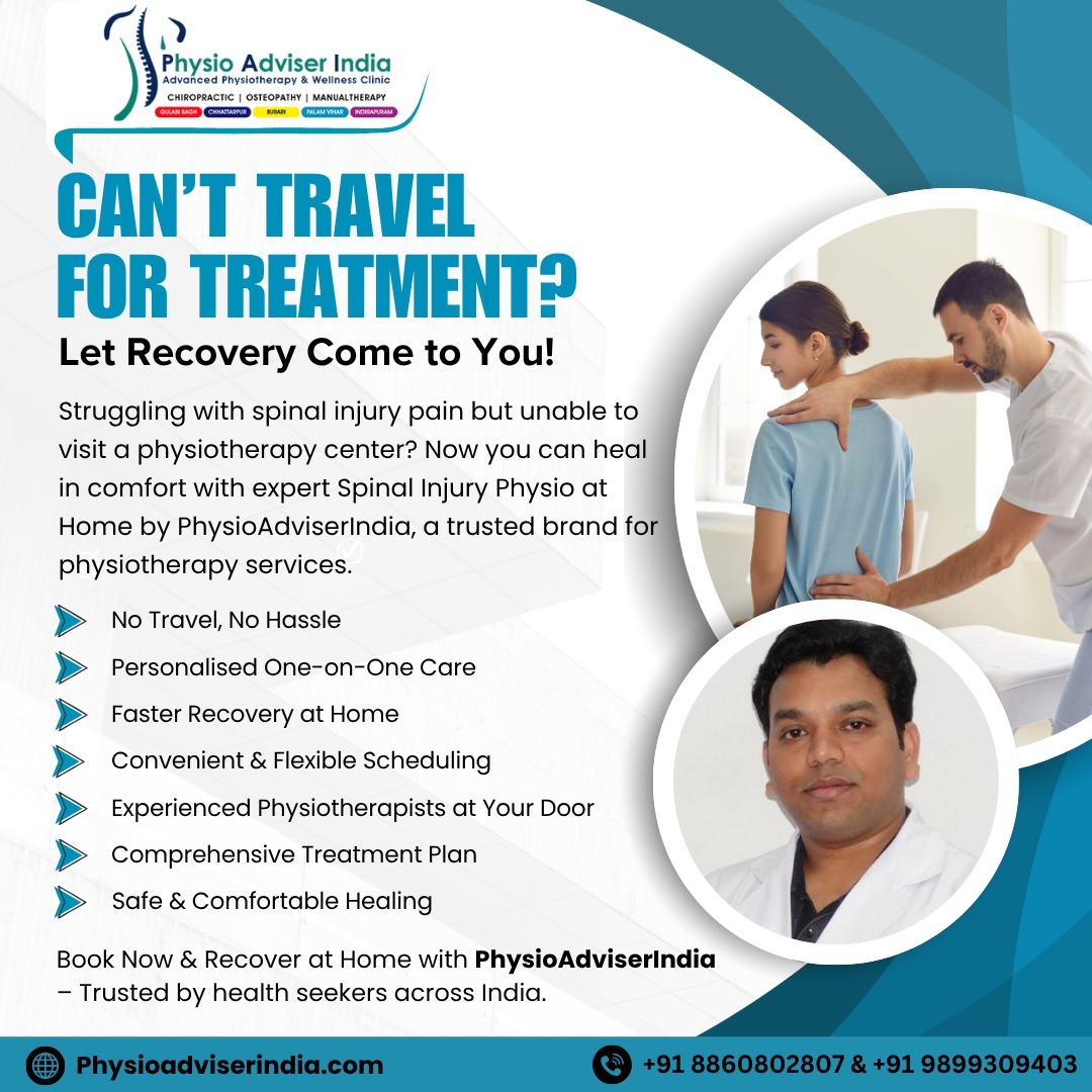Physio_Adviser's tweet image. 🏡 Let expert care come to you! With Physio Adviser India, experience one-on-one physiotherapy at home—no travel, no hassle, just safe and effective healing.

#HomePhysiotherapy #RecoveryAtHome #PhysioAtHome #PhysioAdviserIndia #ComfortableCare #HealthAtHome