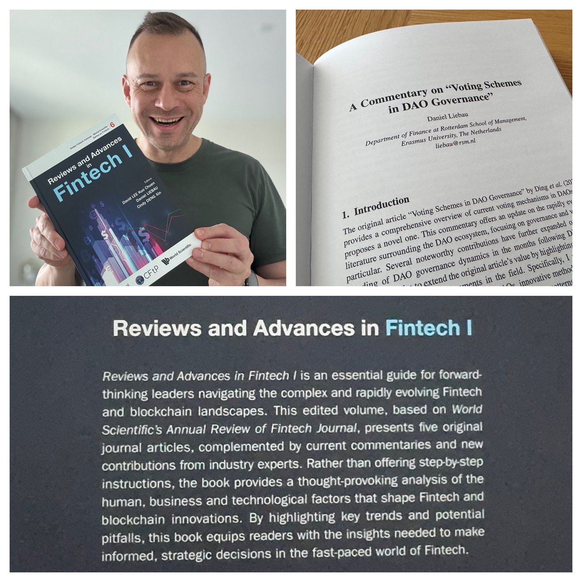 Got a hardcopy of "Reviews and Advances in Fintech I" today

Edited by the visionary David Lee, the amazing Cindy Deng &amp; me.

Book's website:
lnkd.in/gH44Adhk

Amazon link (leave a comment if you like): 
lnkd.in/gmh3UU4S

#fintechbook #hardcopy