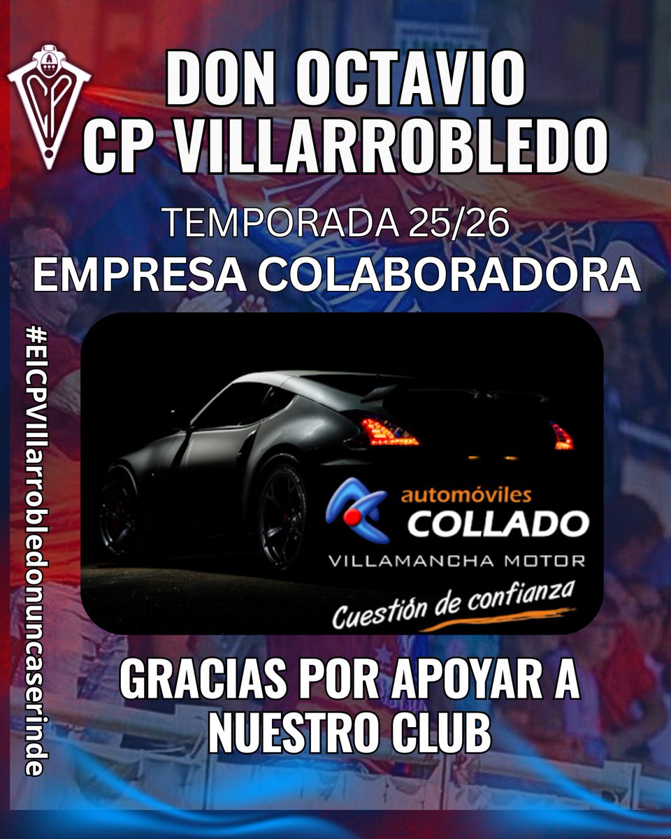 📸⚽ ¡Gracias por acompañarnos en esta temporada! 🙌
Desde el Don Octavio CP Villarrobledo queremos expresar nuestro más sincero agradecimiento a Automóviles Collado Villamancha Motor por su colaboración durante esta temporada. 🤝