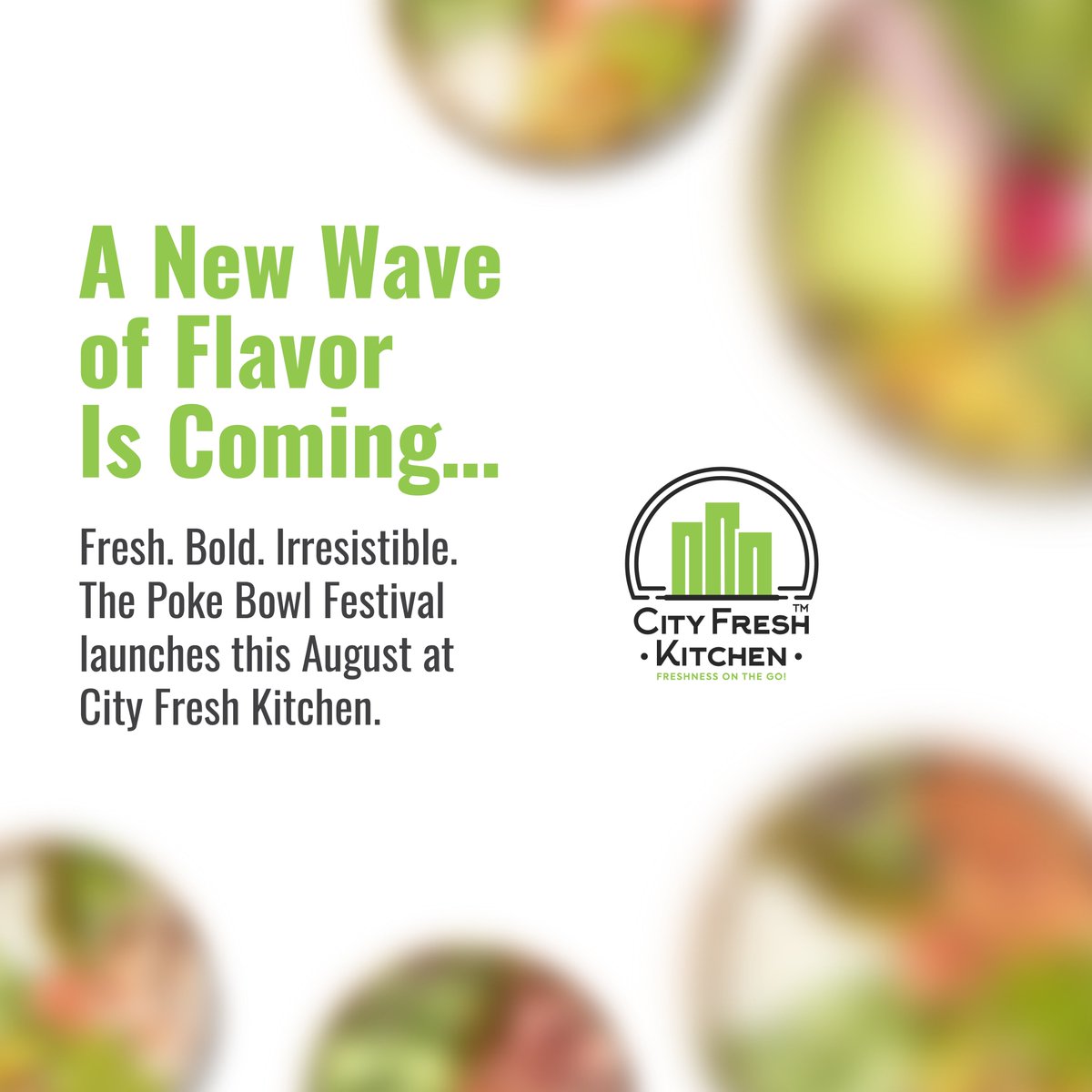 CityFreshKitch1's tweet photo. A New Wave of Flavor Is Coming...
Fresh. Bold. Irresistible.
Something delicious is dropping this August.
🌿 Dive into the Poke Bowl Festival — only at City Fresh Kitchen. https://t.co/Z6aORWPITB