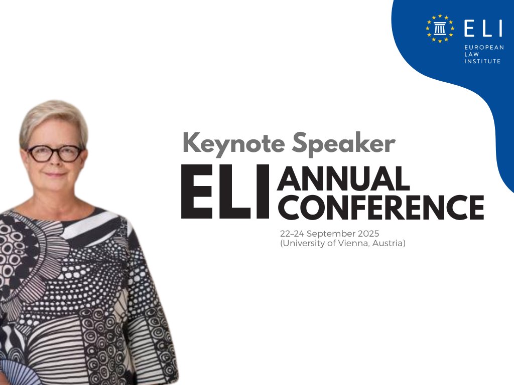 We are proud to count Sirpa Rautio (Director, <a href="/EURightsAgency/">EU Fundamental Rights ➡️ #HumanRights</a>) among the speakers shaping Europe’s legal future at the ELI Annual Conference 2025. #ELI2025 #HumanRightsLaw 

Register here bit.ly/4nyvegE