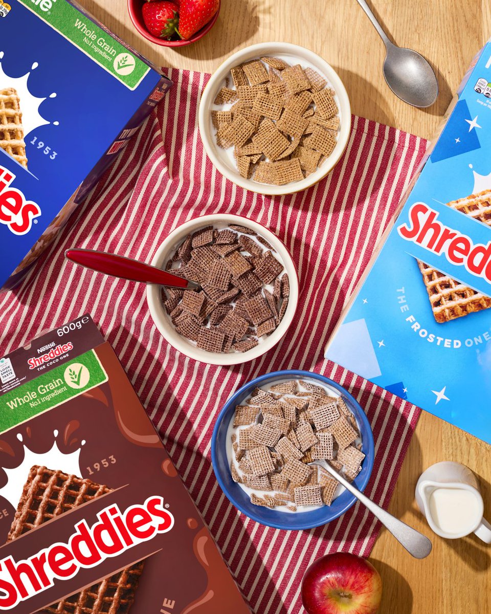 Keep mornings easy (and tasty!) with a choice of Shreddies for everyone - Original, Coco or Frosted. 🍫❄️

Summer holiday survival = sorted ✅

#Shreddies #ShreddieForAnything