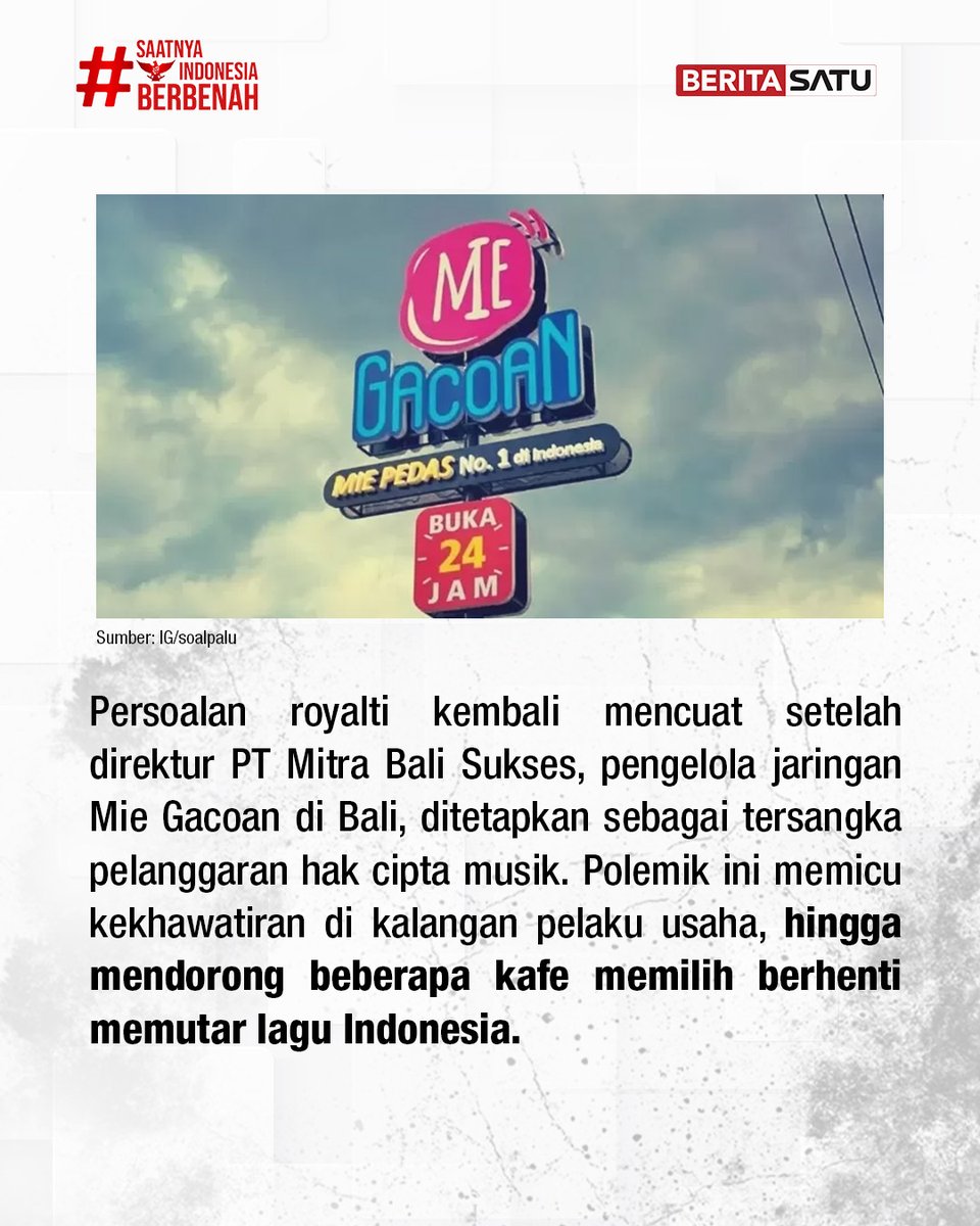 DPR meminta Kementerian Hukum (Kemenkum) menyederhanakan aturan terkait pungutan royalti lagu yang dinilai membebani pelaku usaha kafe dan restoran.

Gimana pendapat kamu soal pungutan royalti lagu ini?

Selalu update di BeritaSatu.com &amp; Youtube BeritaSatu!