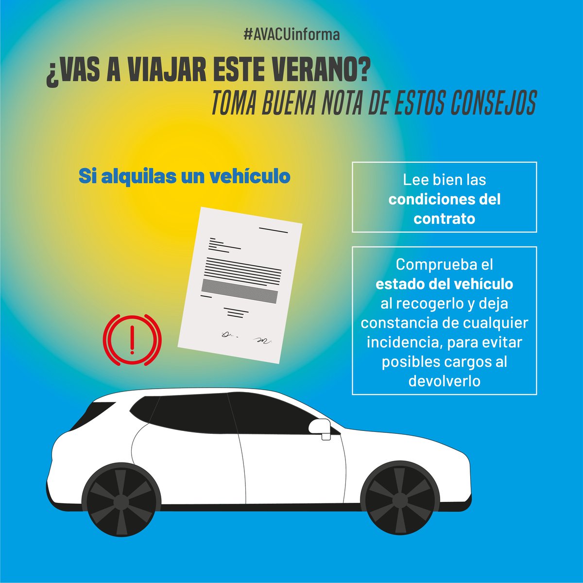 AVACU (@avacuconsumo) on Twitter photo ¿Se ha retrasado tu vuelo? ¿Las condiciones del alojamiento no se corresponden con las contratadas? Si vas a viajar este verano y tienes cualquier duda o consulta, recuerda que puedes preguntarnos en avacu@avacu.es y en el 📱 96 351 66 44
Más info 👉 avacu.es/detalle-_vas_a… ¿Se ha retrasado tu vuelo? ¿Las condiciones del alojamiento no se corresponden con las contratadas? Si vas a viajar este verano y tienes cualquier duda o consulta, recuerda que puedes preguntarnos en avacu@avacu.es y en el 📱 96 351 66 44
Más info 👉 avacu.es/detalle-_vas_a…