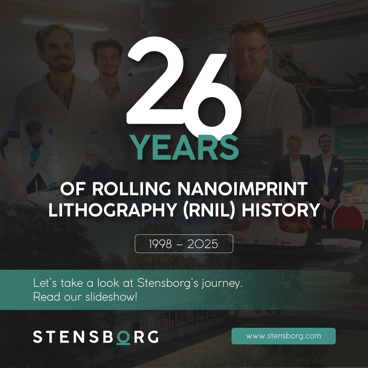 🌟 26 YEARS OF #NANOIMPRINTLITHOGRAPHY INNOVATION!
From a DTU basement to #Holograms and #RNIL systems, Stensborg has pushed the limits of #Optics, #UVMaterials and nano engineering.

READ OUR SLIDESHOW: bit.ly/4ocFThk
#FunctionalSurfaces #RollToPlate