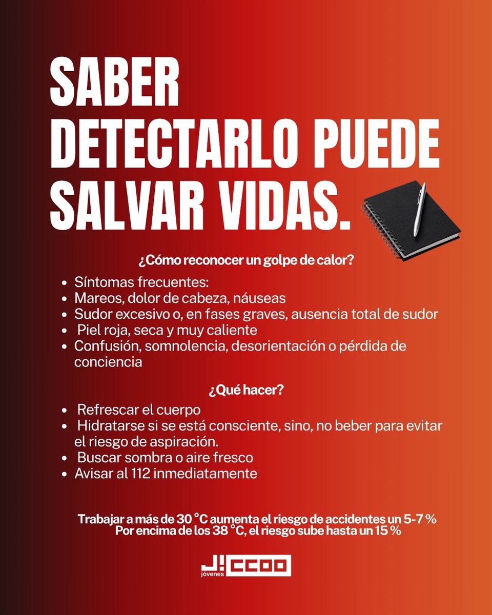 En CCOO contamos con 18 sedes que operan como refugio climático. Pasa y refréscate 🧊🚰
Es tu derecho a trabajar sin jugarte la vida. Y no pararemos hasta conseguirlo en cada centro de trabajo ✊
