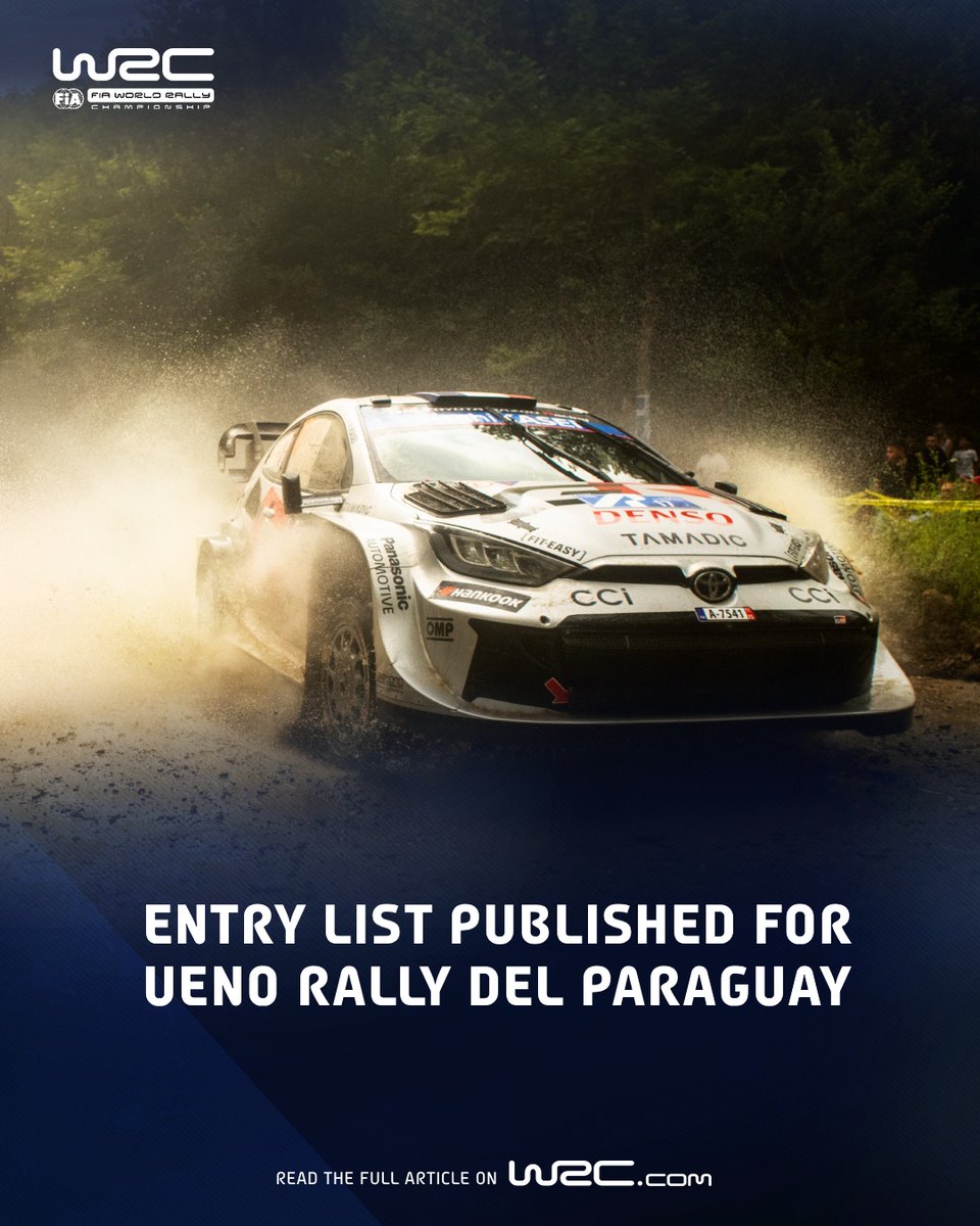 48 crews, including 29 from WRC2, will contest the inaugural WRC Rally del Paraguay 🇵🇾

bit.ly/4fjmE1A