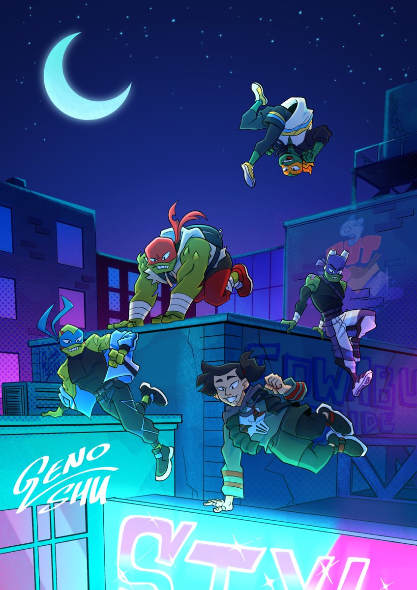 genoshuart's tweet image. [ZINE] @RiseFashionZine is opening for leftover sales Aug 11!  

Here's the page I contributed to the zine! Go check it out when sales open :D  

#rottmnt #tmnt