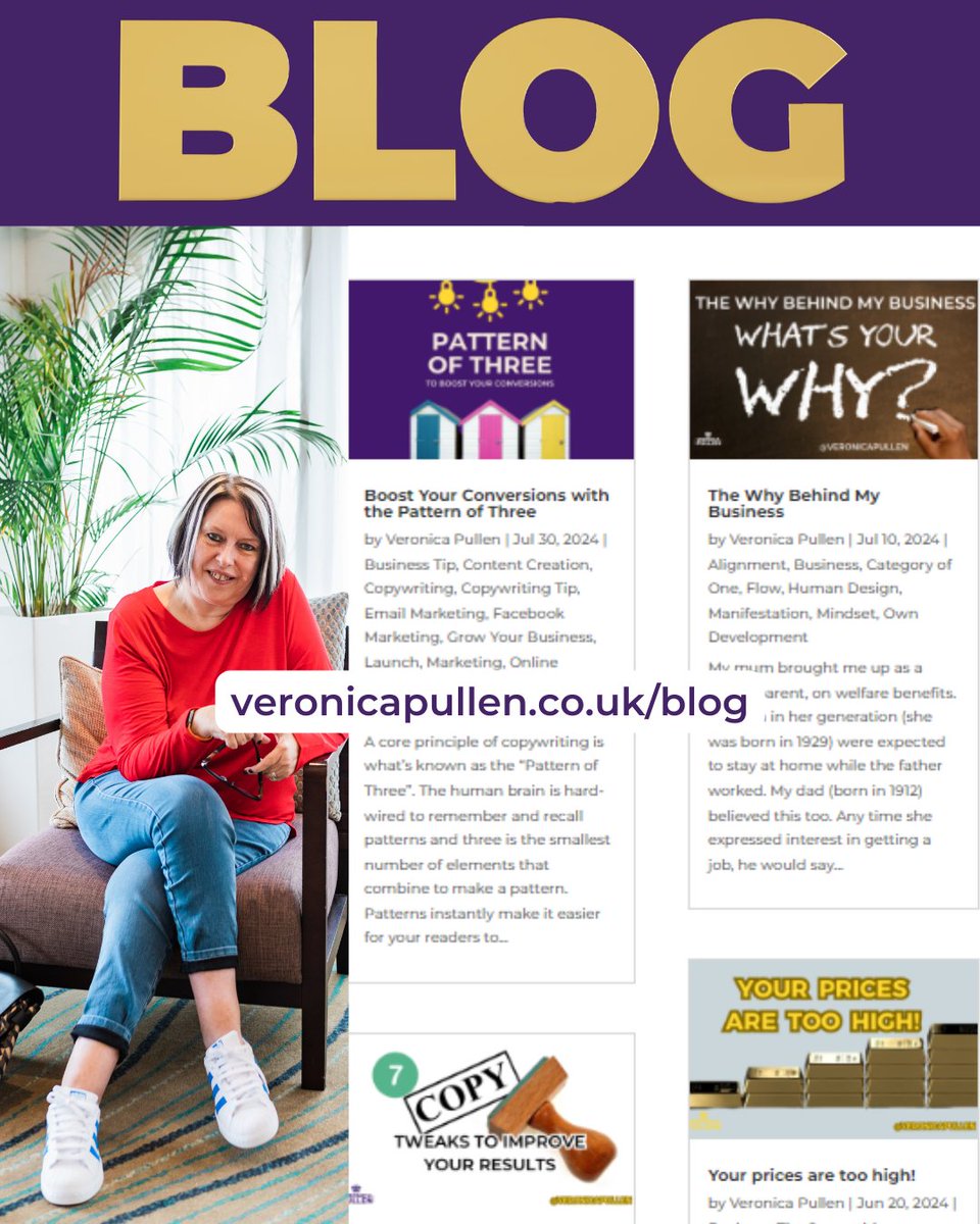 VeronicaPullen's tweet image. Did you know today is #BloggerDay ?

It refers to Blogger, which is a blog-publishing service, but I am going to use it to remind you of my blog on my website.

It is full of #BusinessTips from Online Marketing and Copywriting to Mindset and Motivational posts